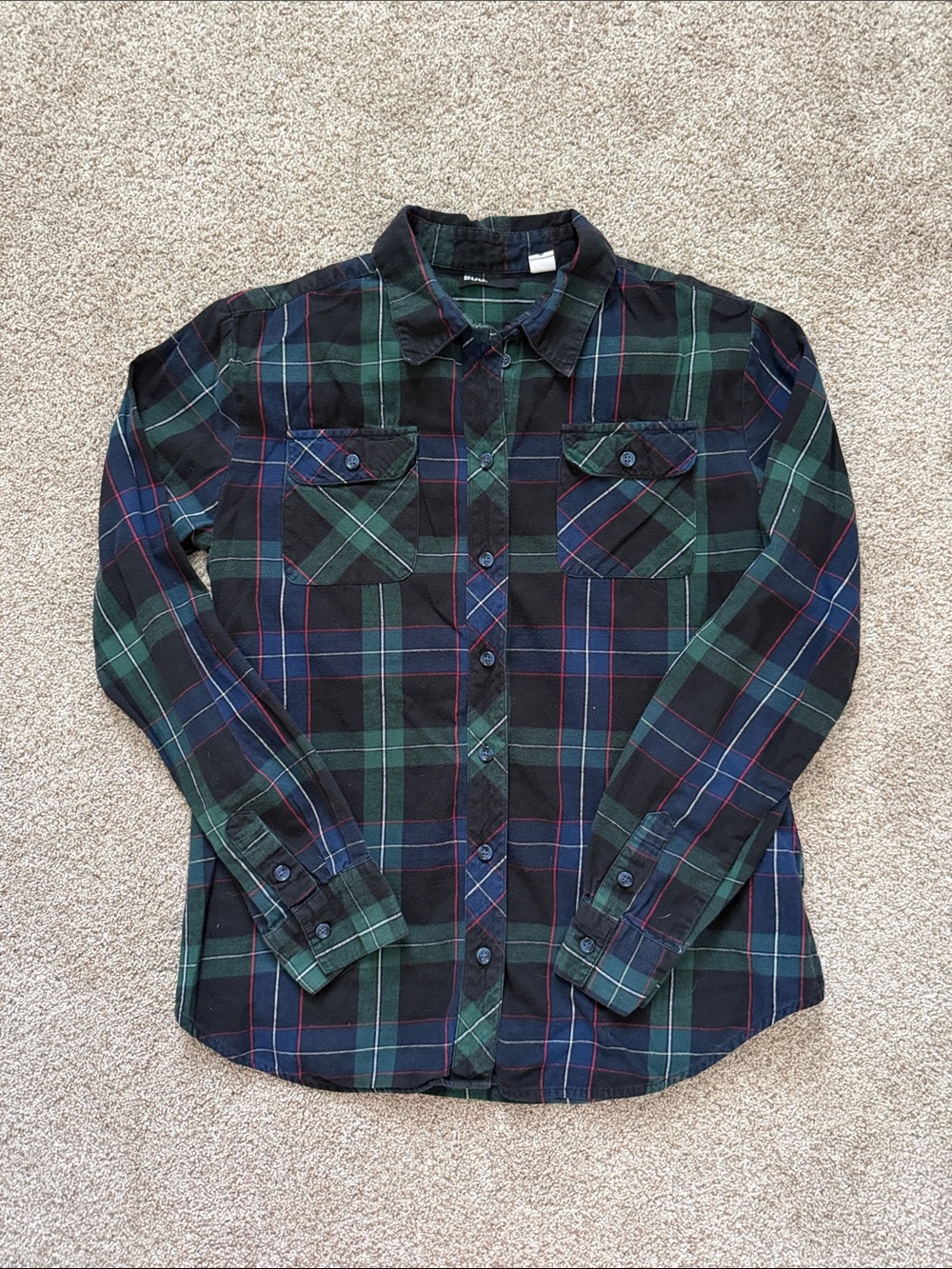 UO Women’s Green and Blue Plaid Button-down Shirt